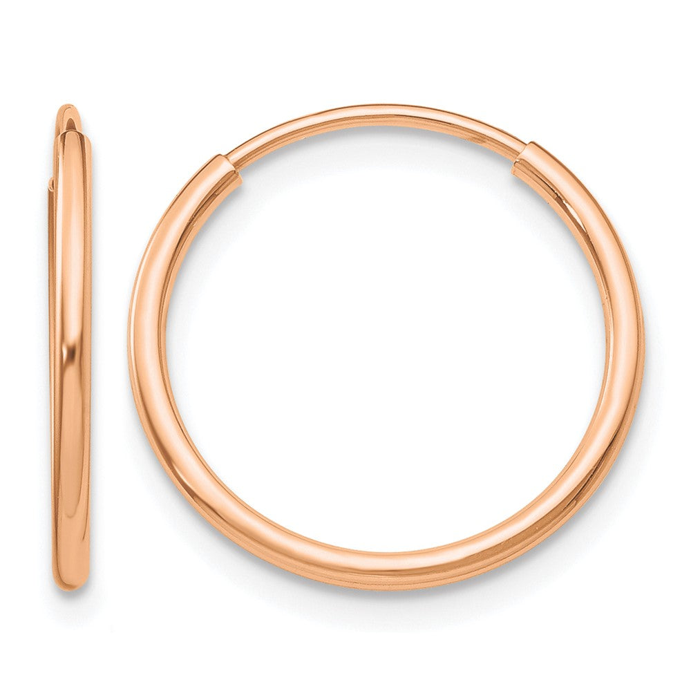 10k Rose Gold Polished Endless Tube Hoop Earrings