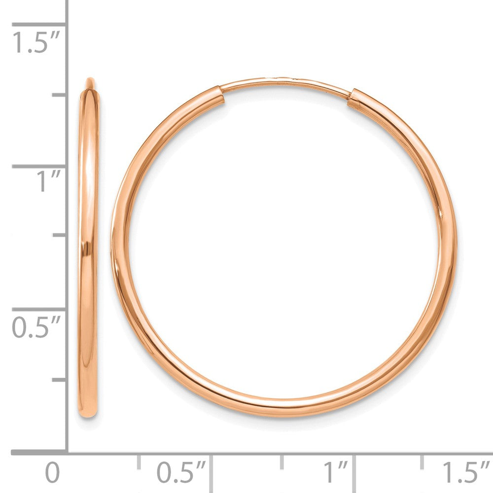 10k Rose Gold Polished Endless Tube Hoop Earrings