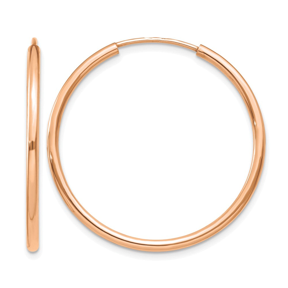 10k Rose Gold Polished Endless Tube Hoop Earrings