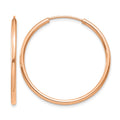 10k Rose Gold Polished Endless Tube Hoop Earrings