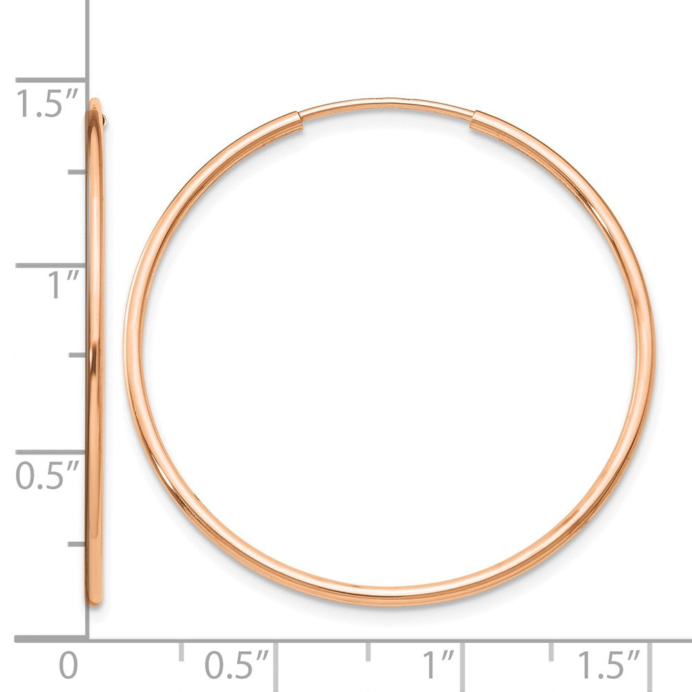 10k Rose Gold Polished Endless Tube Hoop Earrings