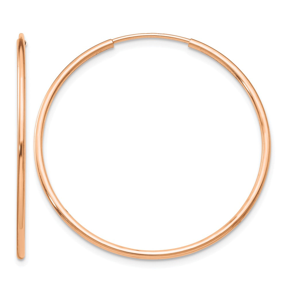 10k Rose Gold Polished Endless Tube Hoop Earrings
