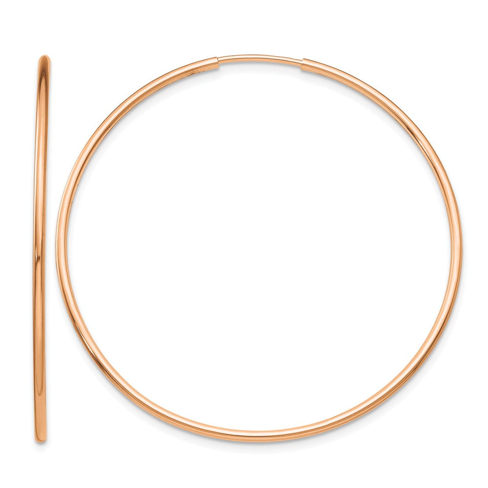 10k Rose Gold Polished Endless Tube Hoop Earrings