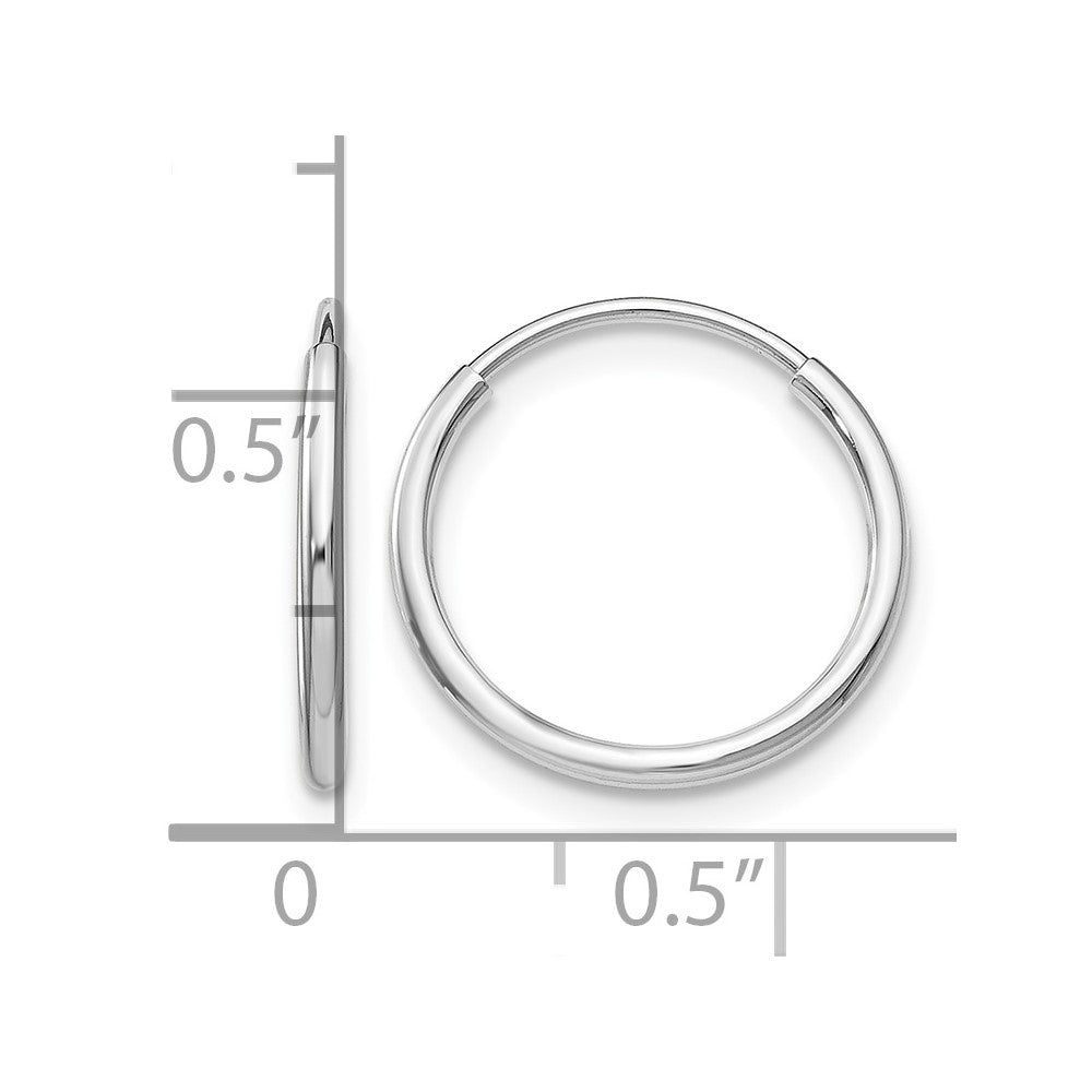 10K White Gold 1.2mm Endless Hoop Earrings