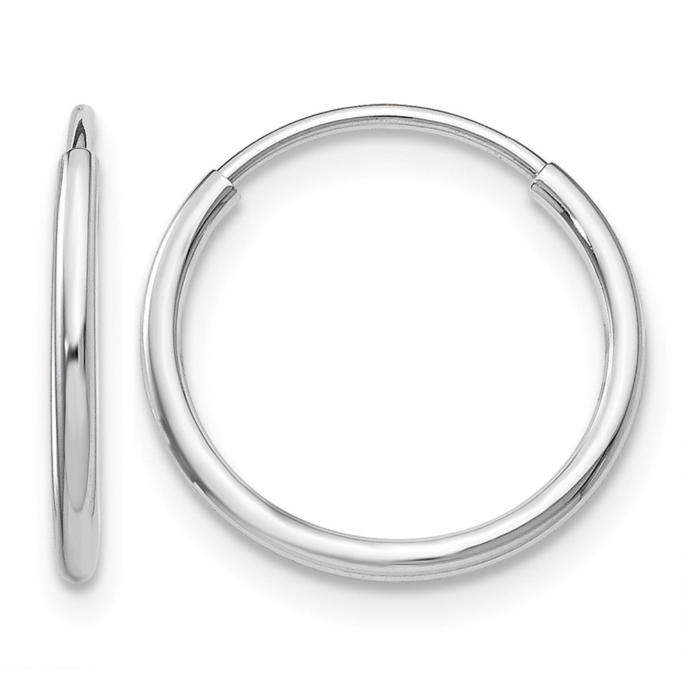 10K White Gold 1.2mm Endless Hoop Earrings