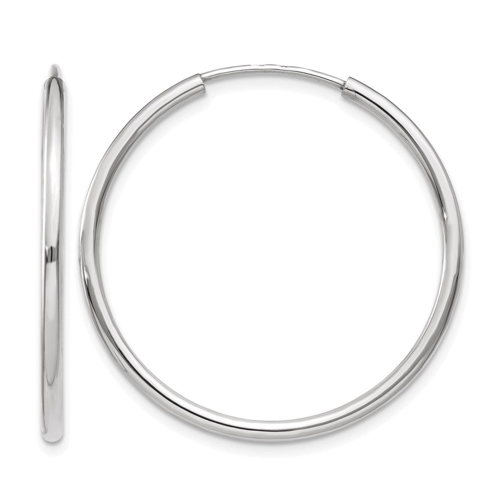 10K White Gold Endless Hoop Earrings