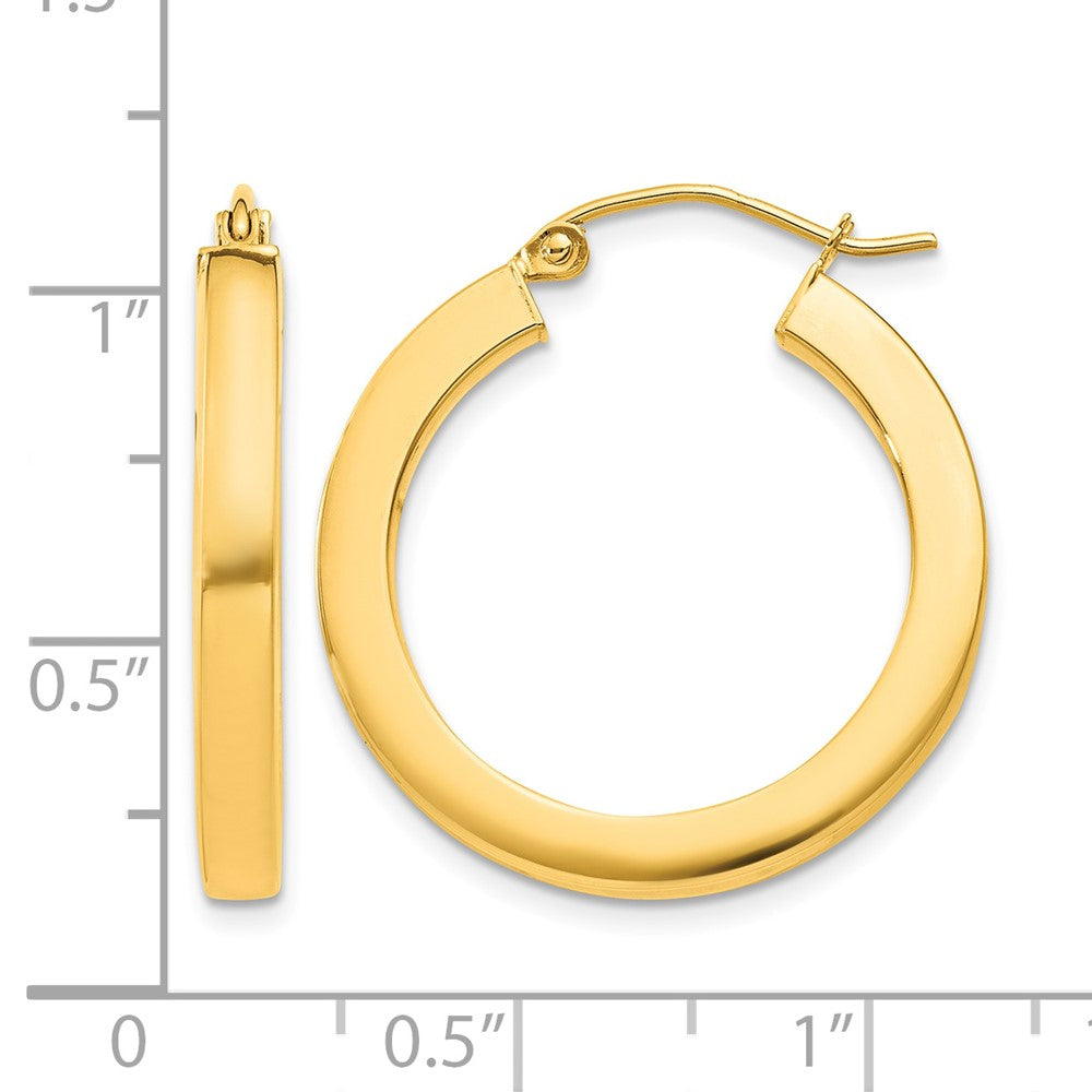 10k 3mm Polished Square Hoop Earrings