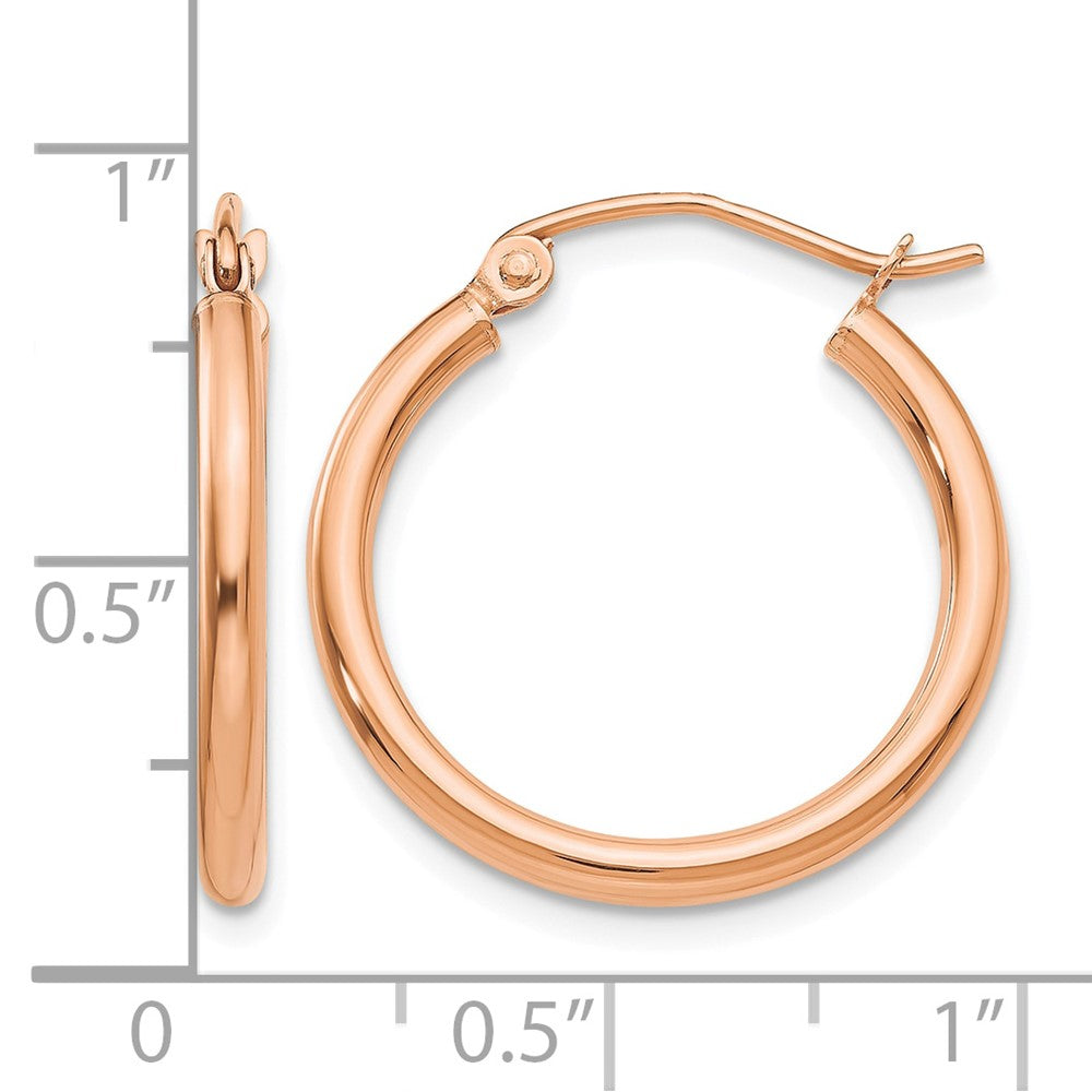 10K Rose Gold Polished 2mm Tube Hoop Earrings