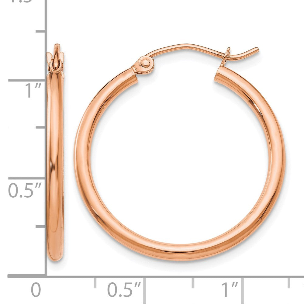 10K Rose Gold Polished 2mm Tube Hoop Earrings