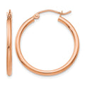 10K Rose Gold Polished 2mm Tube Hoop Earrings