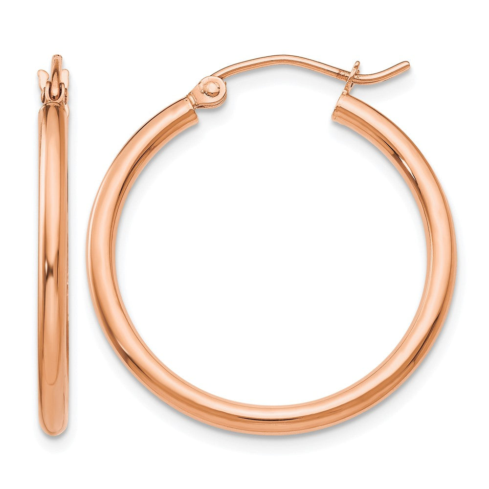 10K Rose Gold Polished 2mm Tube Hoop Earrings