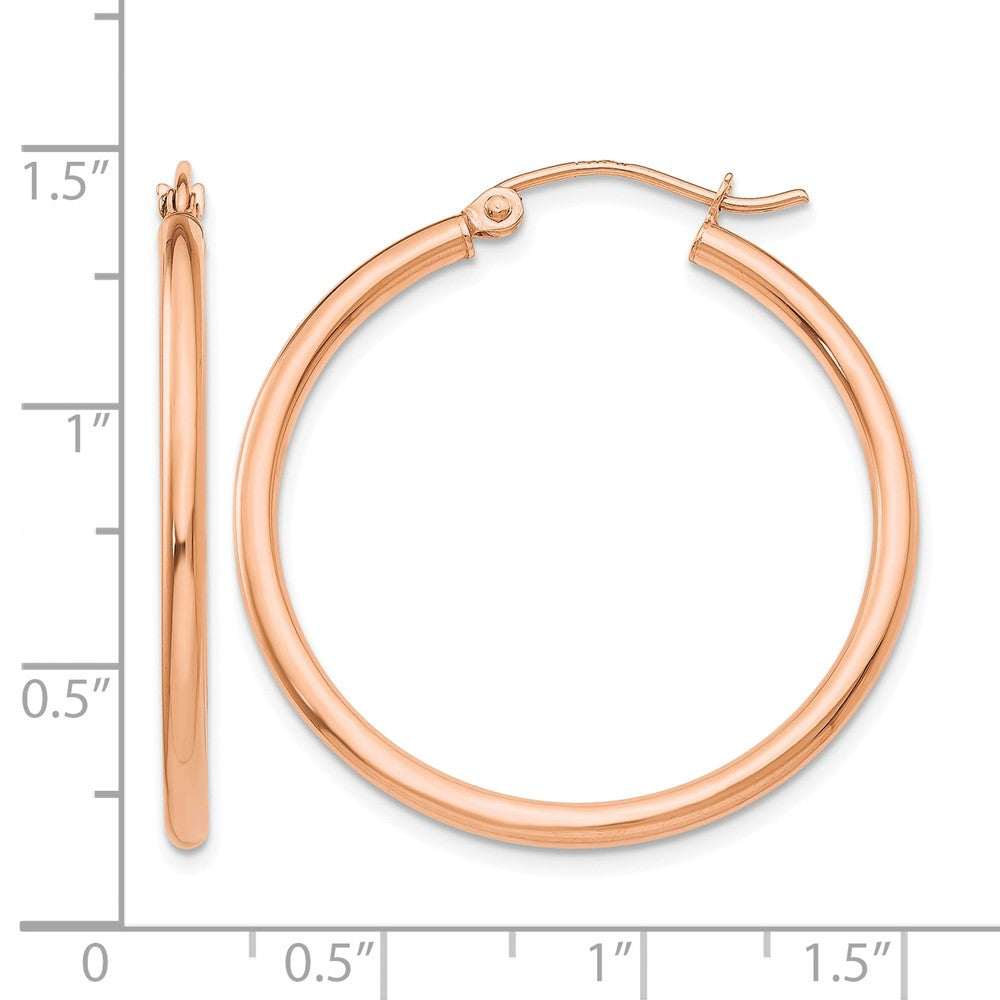10K Rose Gold Polished 2mm Tube Hoop Earrings