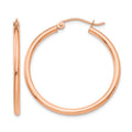 10K Rose Gold Polished 2mm Tube Hoop Earrings