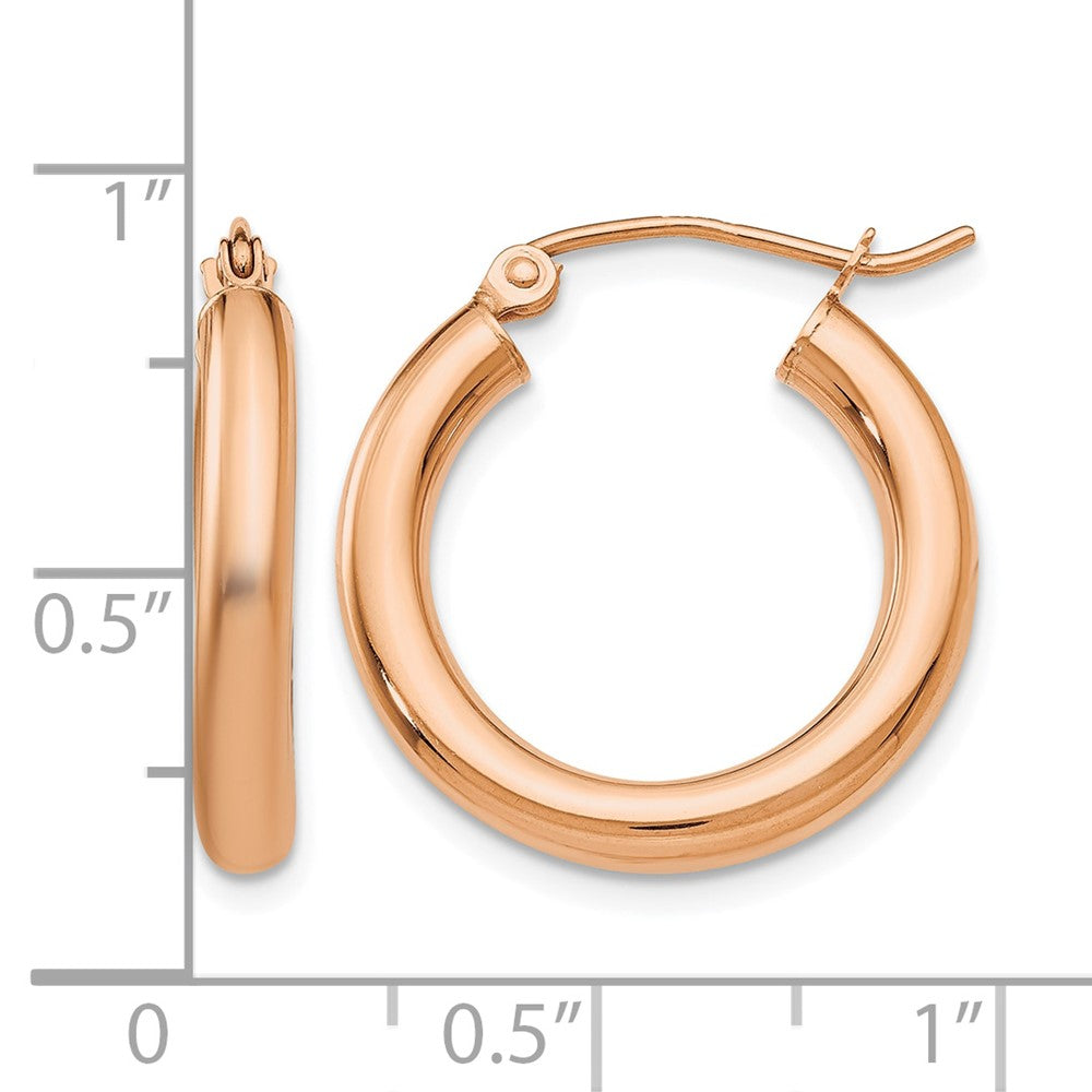 10K Rose Gold Polished 3mm Hoop Earrings