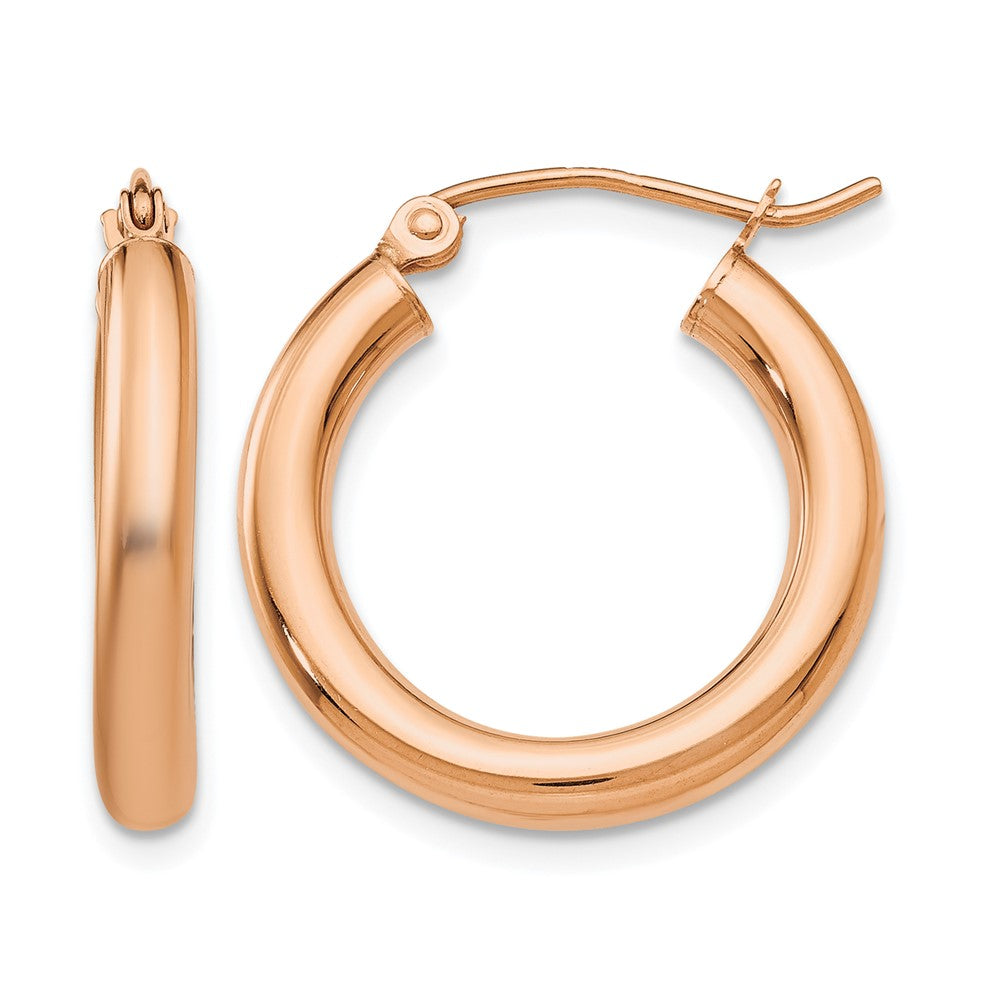 10K Rose Gold Polished 3mm Hoop Earrings