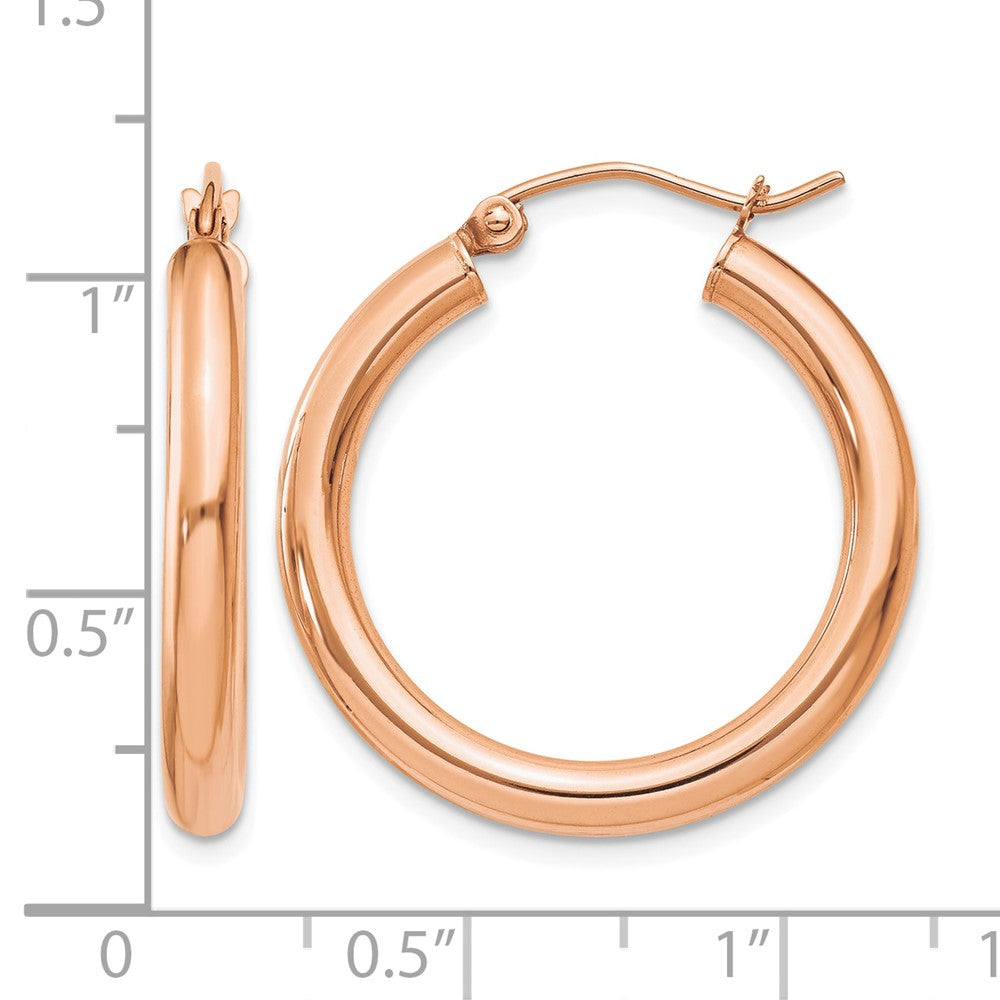 10K Rose Gold Polished 3mm Hoop Earrings