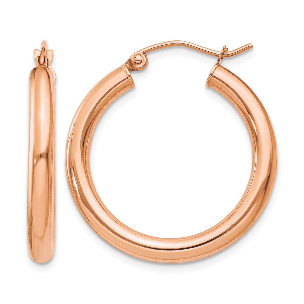 10K Rose Gold Polished 3mm Hoop Earrings