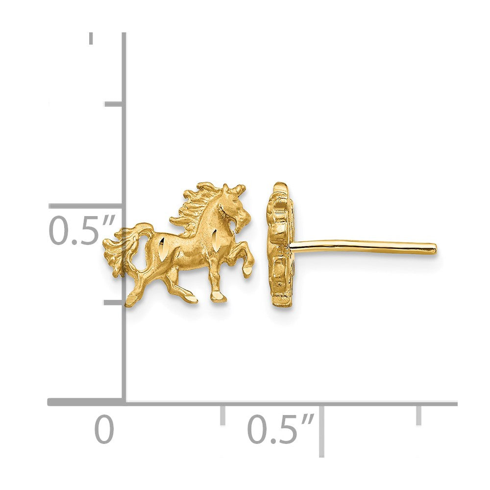 10k Satin Diamond-cut Unicorn Post Earrings