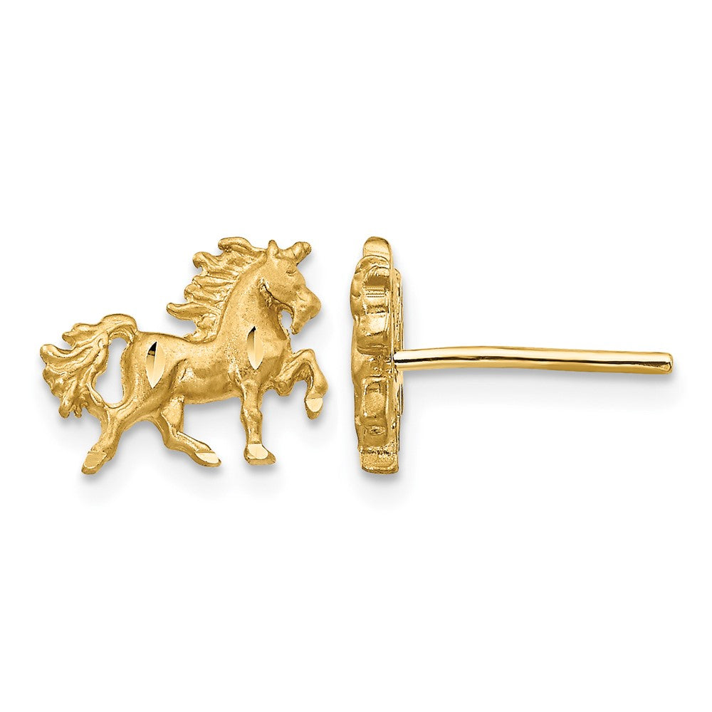 10k Satin Diamond-cut Unicorn Post Earrings