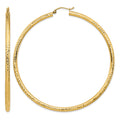 10k Lightweight 3mm Diamond-cut Hoop Earrings