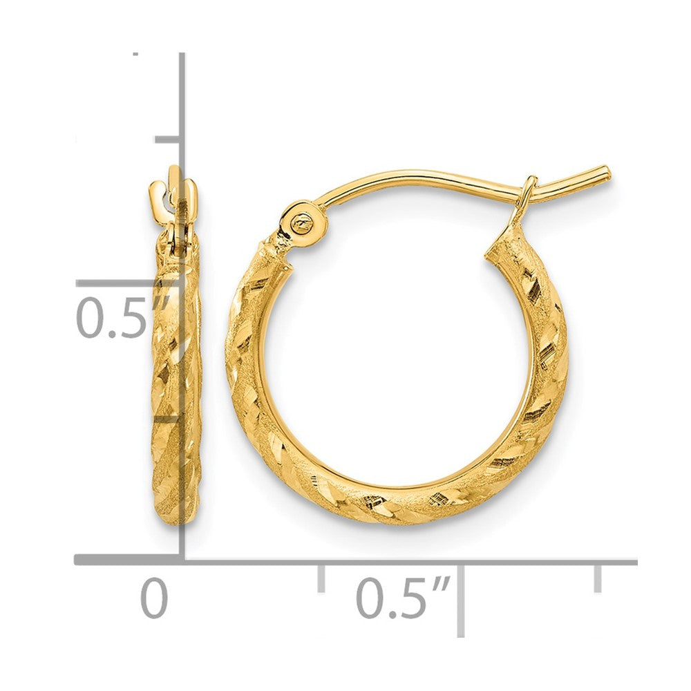 10k Polished and Satin D/C 2.00mm Hoop Earrings