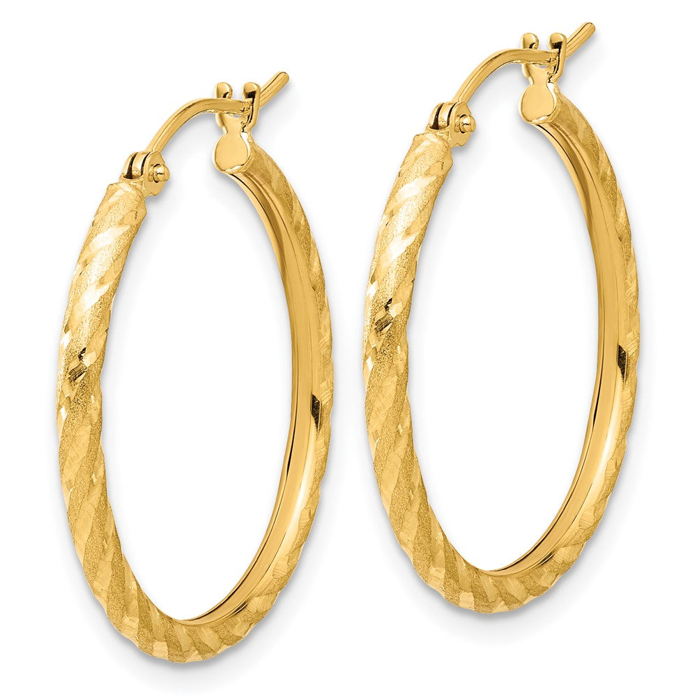 10k Polished and Satin D/C 2.05mm Hoop Earrings