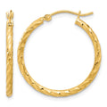 10k Polished and Satin D/C 2.05mm Hoop Earrings