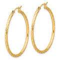 10k Polished and Satin D/C 2.00mm Hoop Earrings