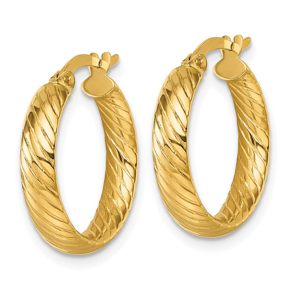 10K Polished and Textured Hoop Earrings