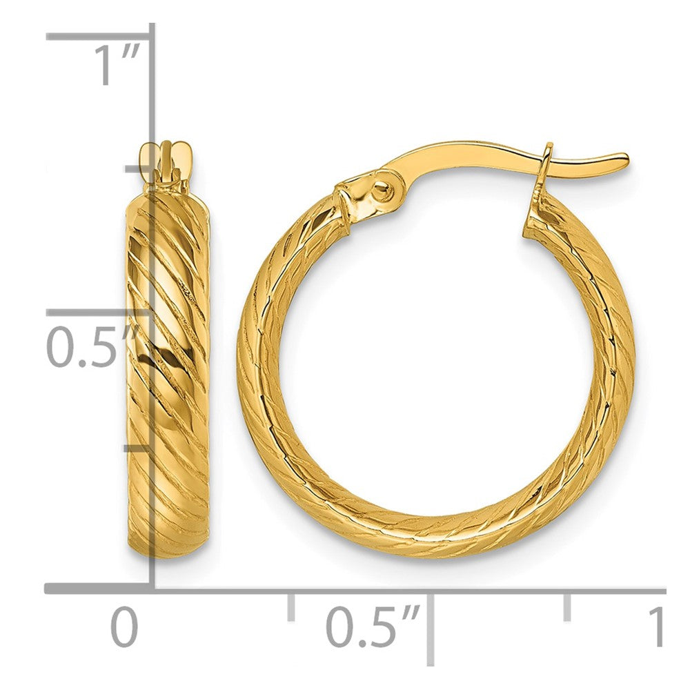 10K Polished and Textured Hoop Earrings