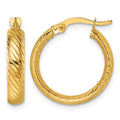 10K Polished and Textured Hoop Earrings