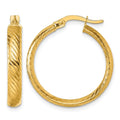 10K Polished and Textured Hoop Earrings
