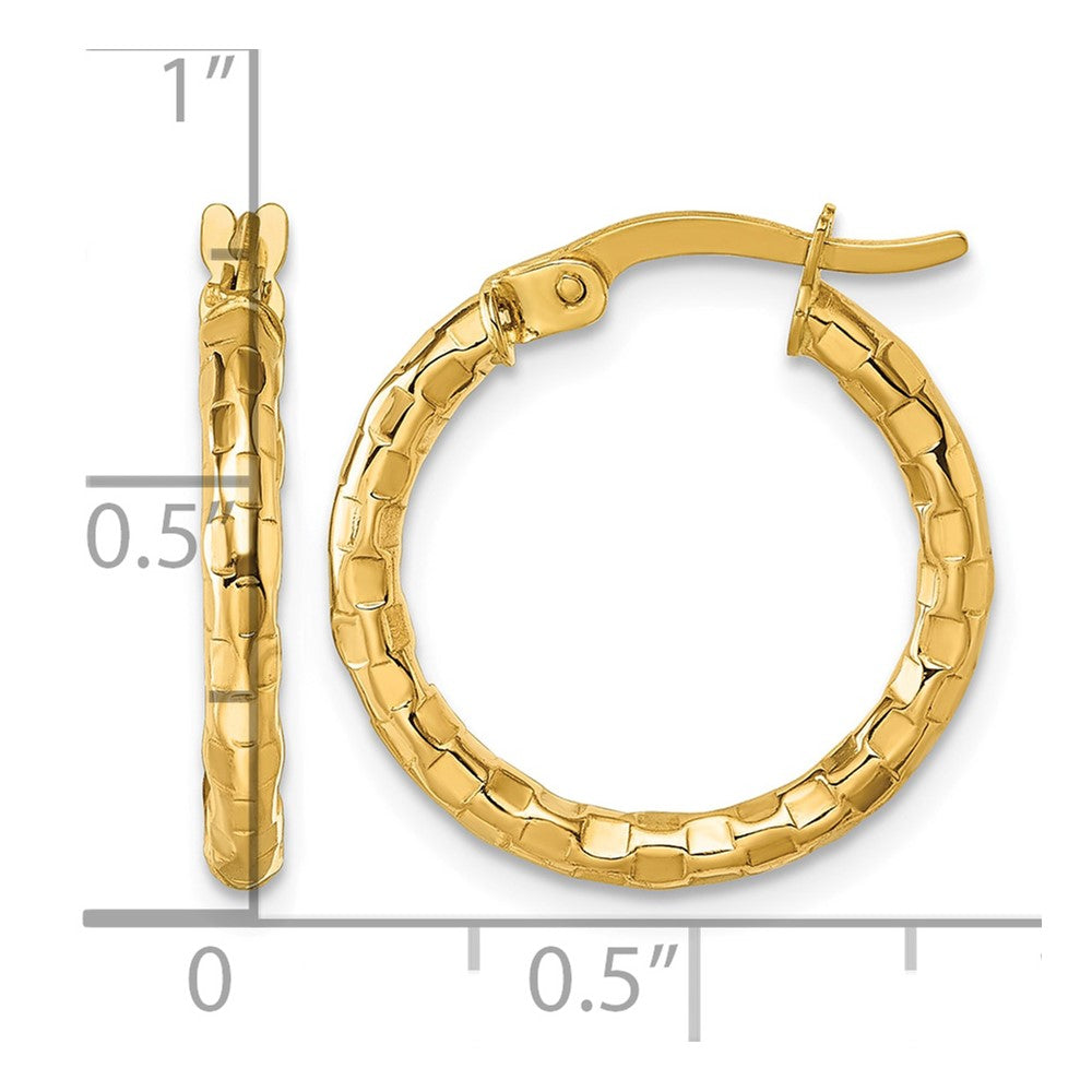 10K Polished and Textured Hoop Earrings