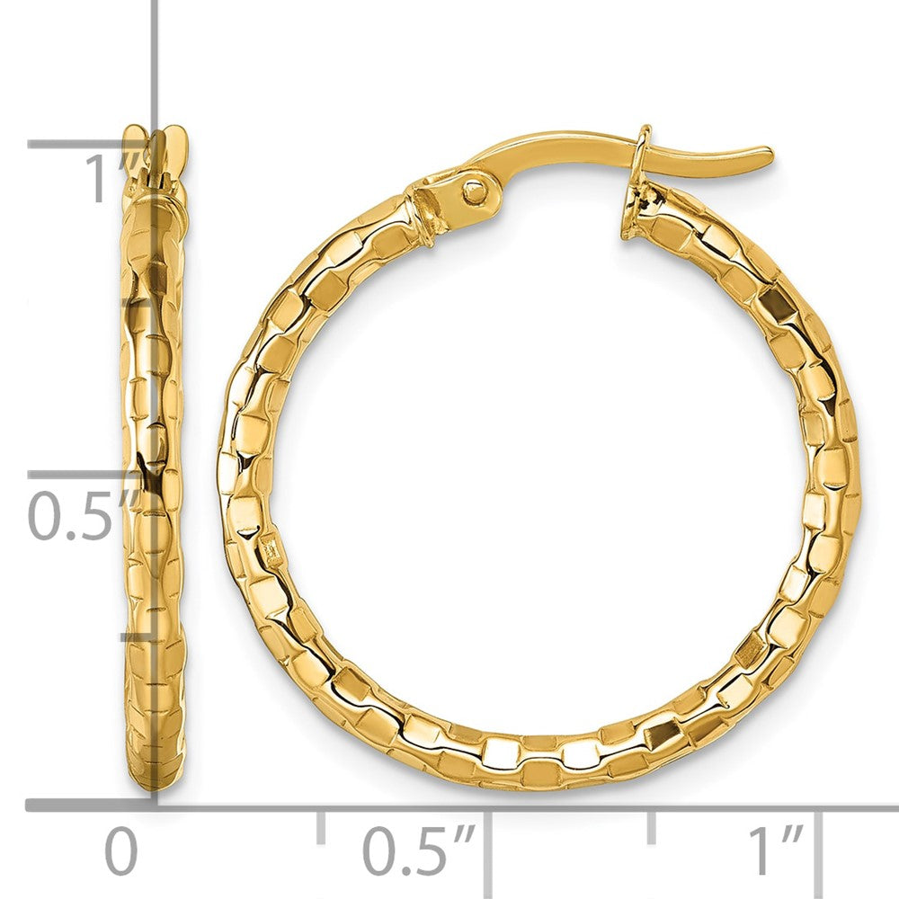 10K Polished and Textured Hoop Earrings
