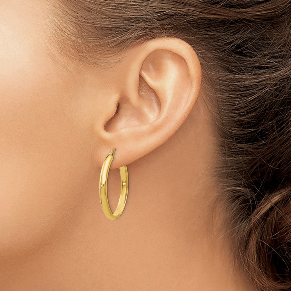 10k Polished 3.5mm Oval Hoop Earrings