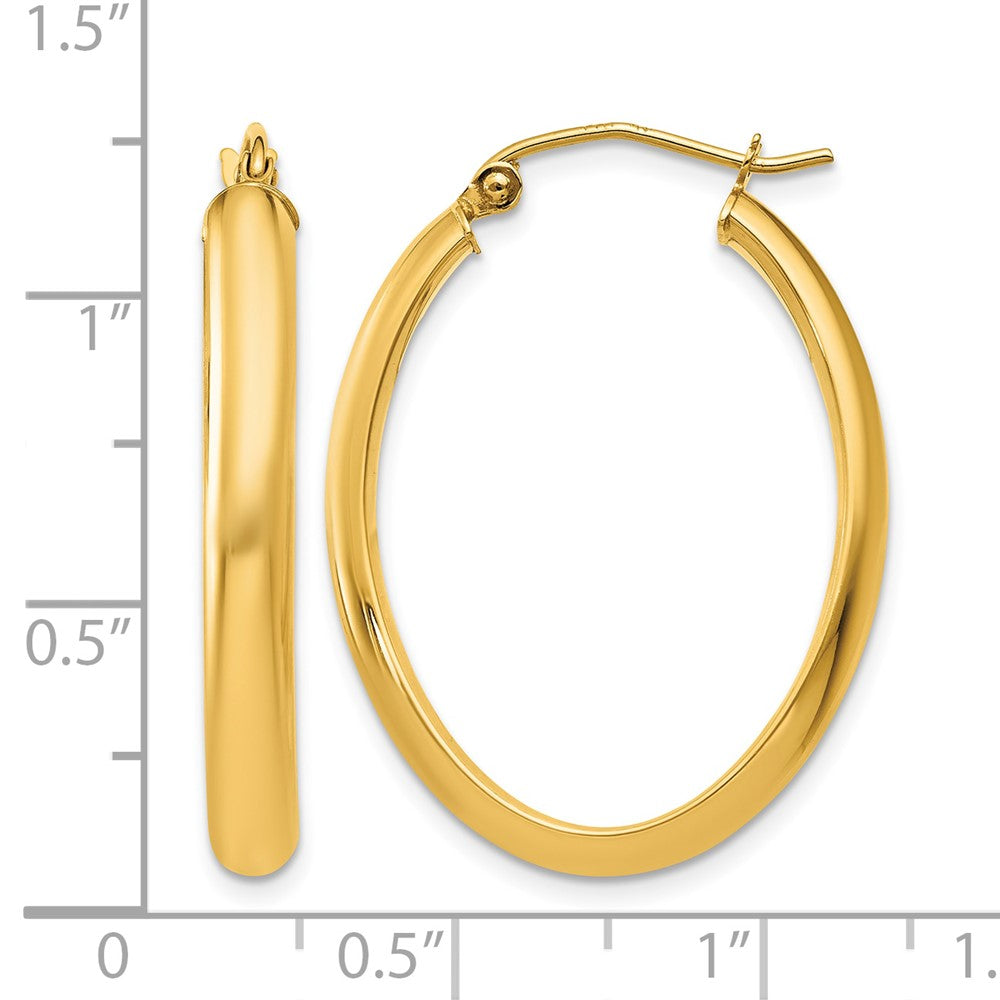 10k Polished 3.5mm Oval Hoop Earrings
