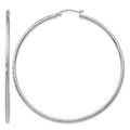 10k White Gold Diamond-cut 2mm Round Tube Hoop Earrings