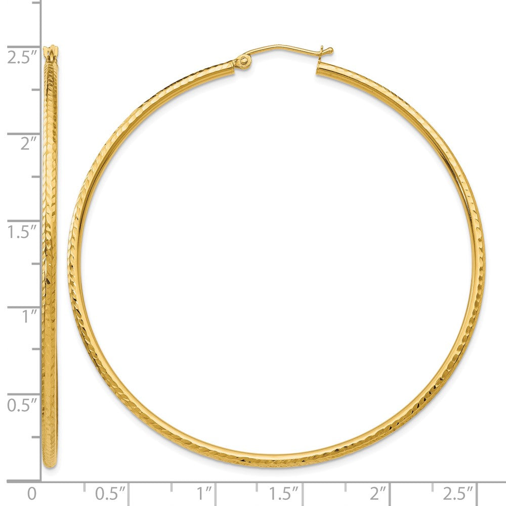 10k Diamond-cut 2mm Round Tube Hoop Earrings
