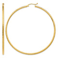 10k Diamond-cut 2mm Round Tube Hoop Earrings
