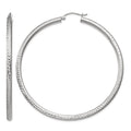 10k White Gold Diamond-cut 3mm Round Hoop Earrings