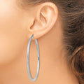 10k White Gold Diamond-cut 3mm Round Hoop Earrings