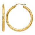 10k Diamond-cut 3mm Round Hoop Earrings