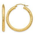 10k Diamond-cut 3mm Round Hoop Earrings