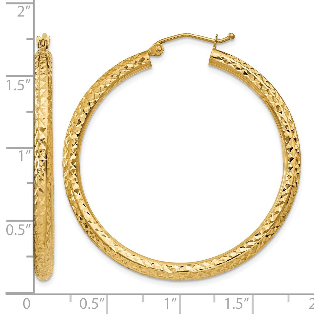 10k Diamond-cut 3mm Round Hoop Earrings