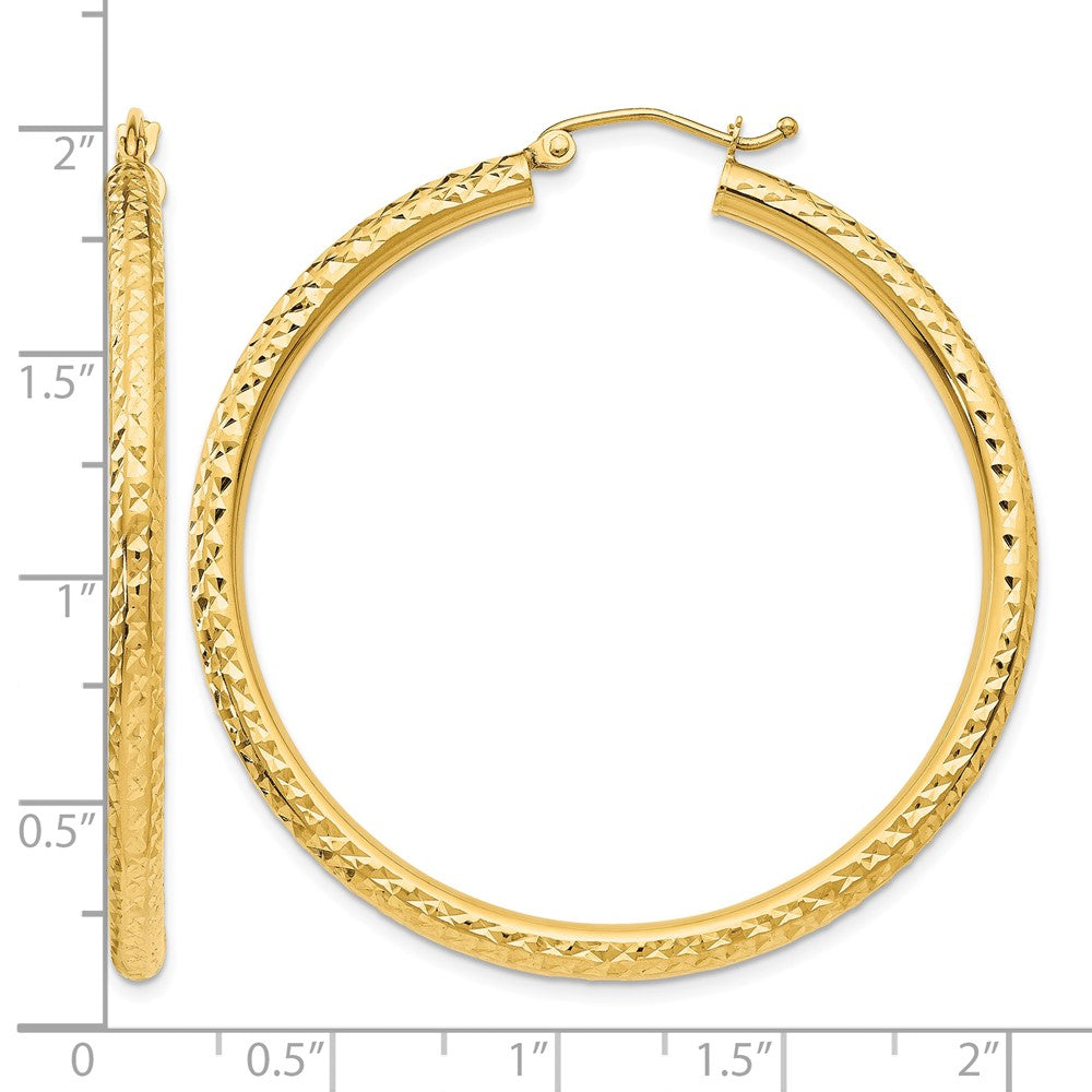 10k Diamond-cut 3mm Round Hoop Earrings
