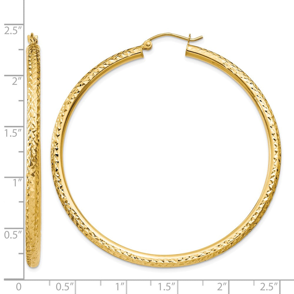 10k Diamond-cut 3mm Round Hoop Earrings