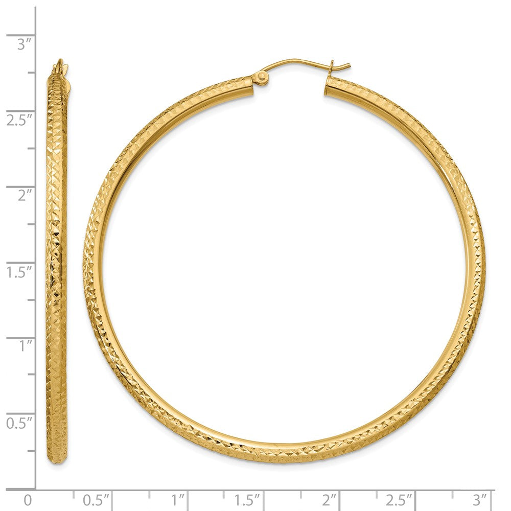 10k Diamond-cut 3mm Round Hoop Earrings