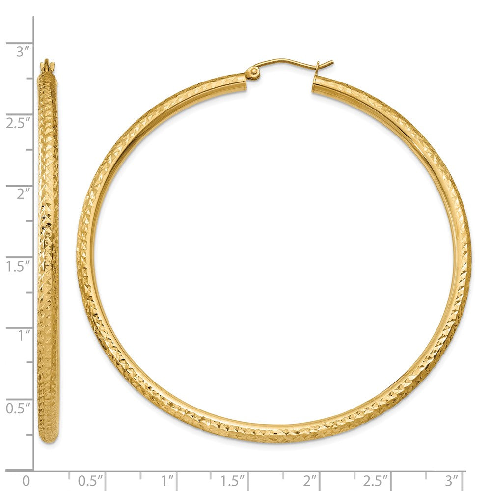 10k Diamond-cut 3mm Round Hoop Earrings