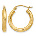 10k Satin & Diamond-cut 3mm Round Hoop Earrings