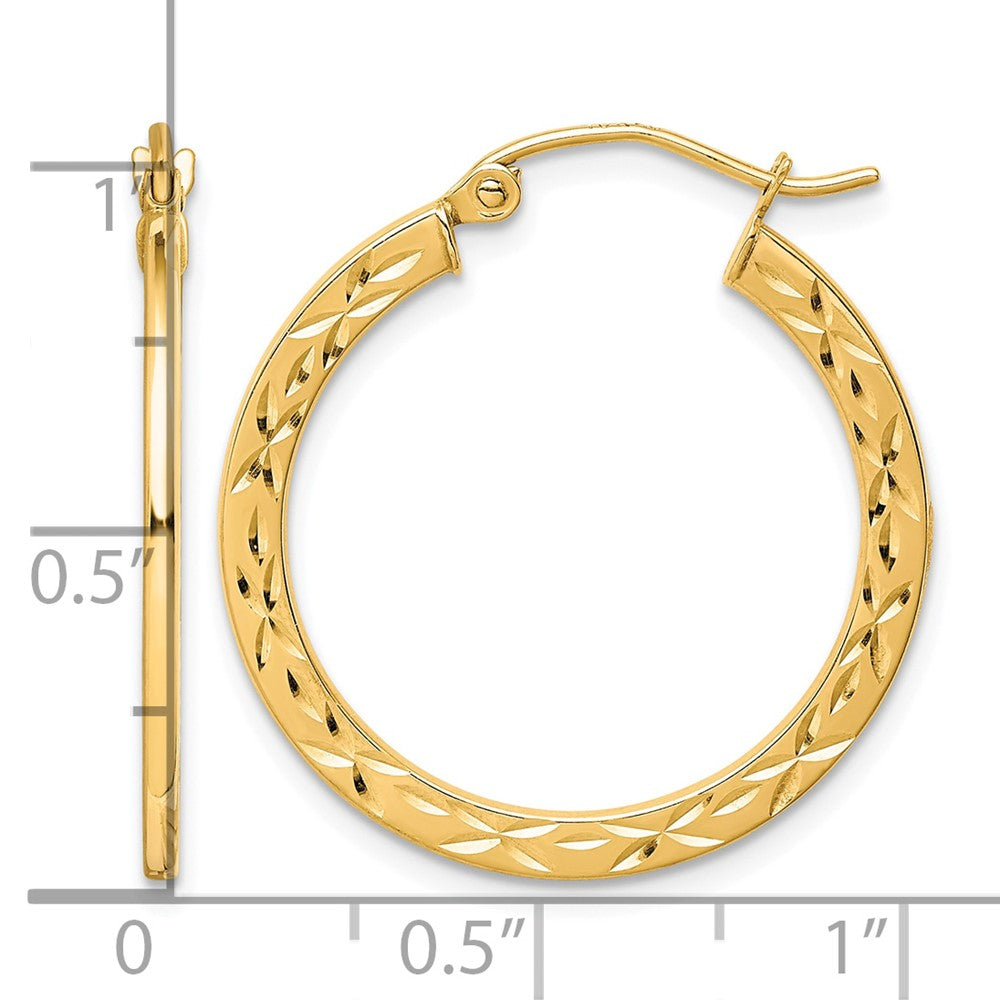 10K Diamond Cut Hollow Hoop Earrings